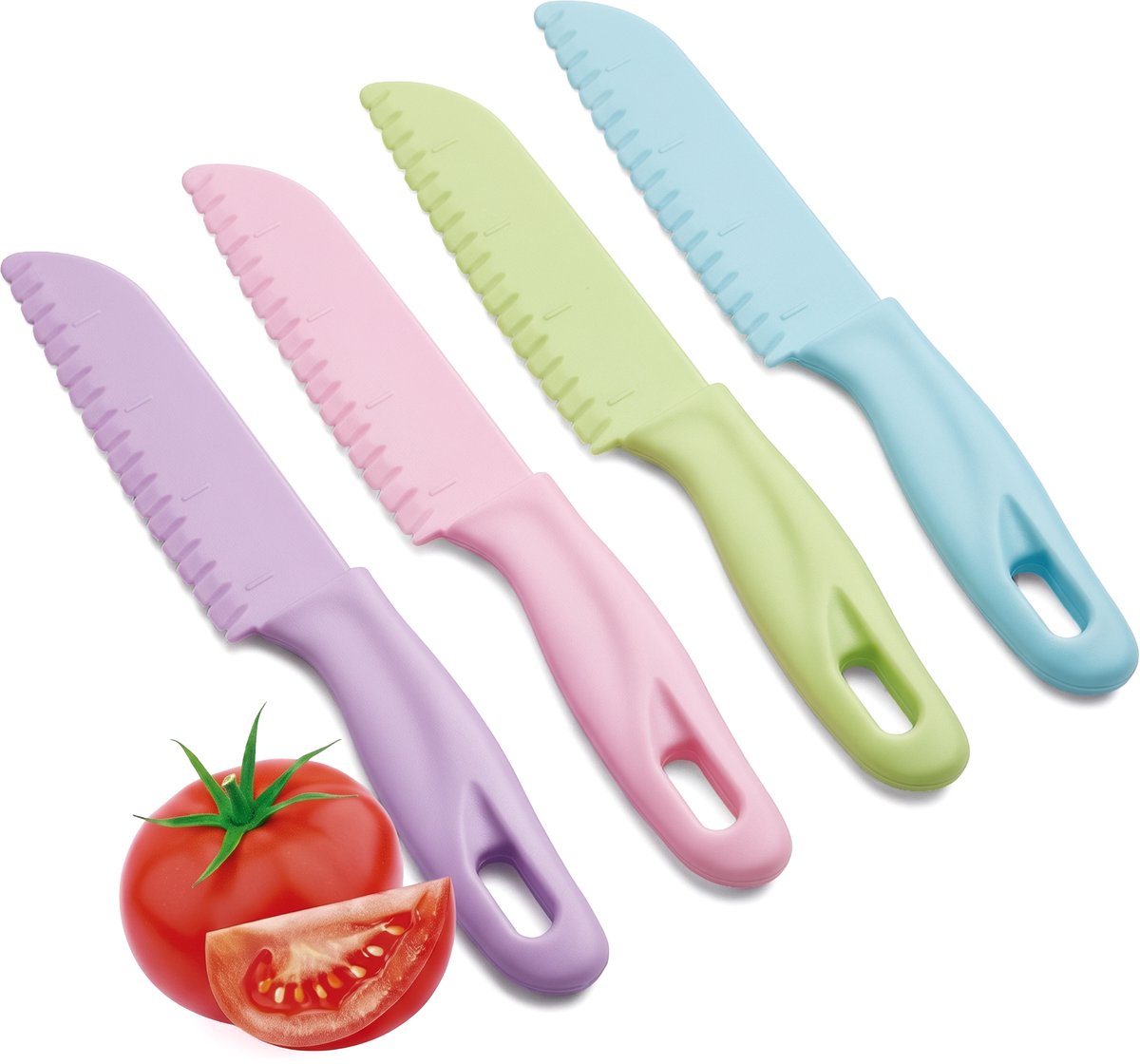 Kindermessen set - 4 Delig - Montessori mes - Koken kinderen - Zelfstandig koken - Kindvriendelijk materiaal - Qwali - afbeelding 1
