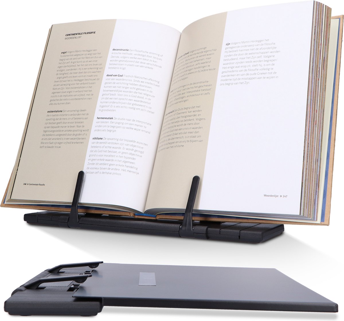Castagnola Verstelbare Boekenstandaard - Boekenhouder met 7 Standen - Kookboekhouder Metaal - Tablethouder Zwart - Anti Slip Leesstandaard - Boekensteun - afbeelding 1