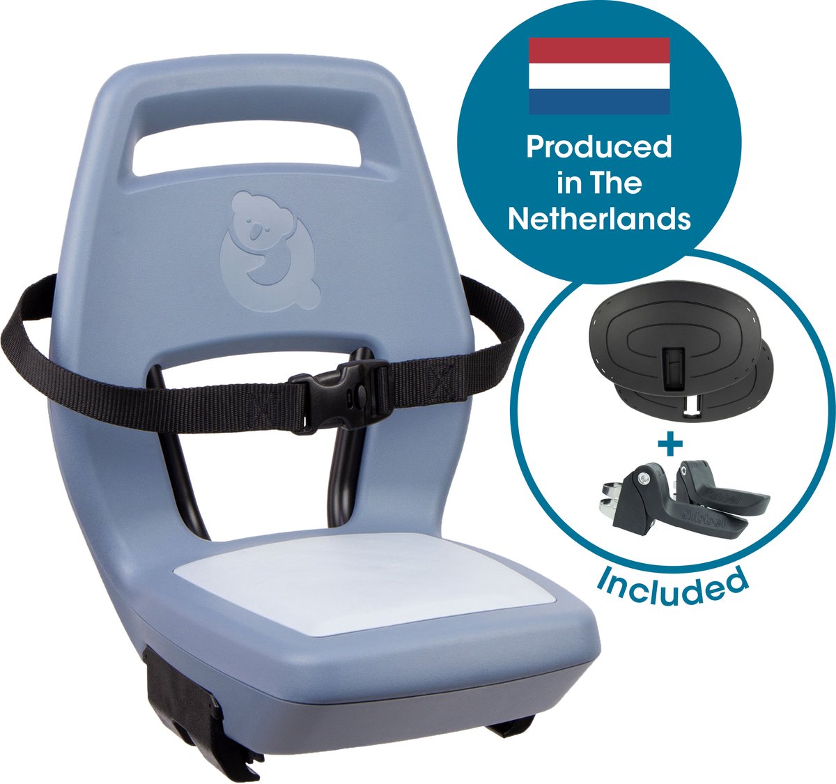 Qibbel Junior 6+ Fietsstoeltje Achter Bagagedrager bevestiging - QuickConnect - Fietszitje – Ocean Blue - inclusief voetbeschermingsplaten en voetsteunen - afbeelding 1