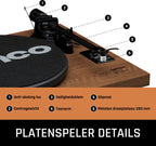 Lenco Platenspeler met Bluetooth - Twee externe Speakers - Ingebouwde Versterker - LS-480WD - Hout - afbeelding 4