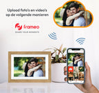 Digitale fotolijst met WiFi en Frameo App - 10.1 inch HD+ IPS Display - Fotokader met Touchscreen - 32GB - Bruin/Wit - Frameo digitale fotolijst - digitale fotokader - digitaal fotolijstje - afbeelding 3