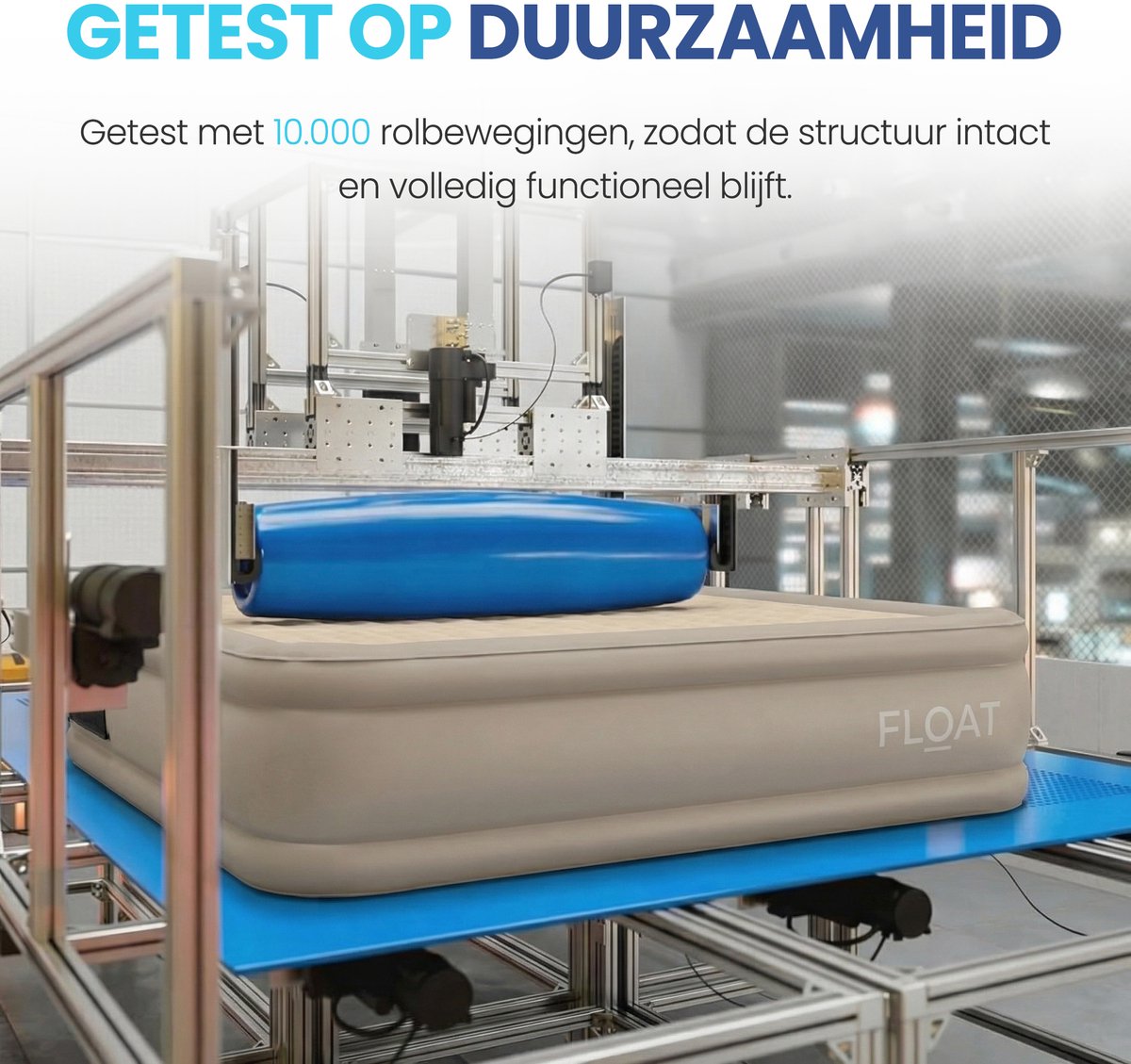 FLOAT - 2 Persoons luchtbed met (5 cm) Foam Topper - 203x152x45 cm - Opbergzakken, draagtas en reparatiekit - Zelfopblazend Twee persoons luchtmatras - Ingebouwde elektrische pomp - Stevig Logeerbed - CloudSpring - Beige - afbeelding 5