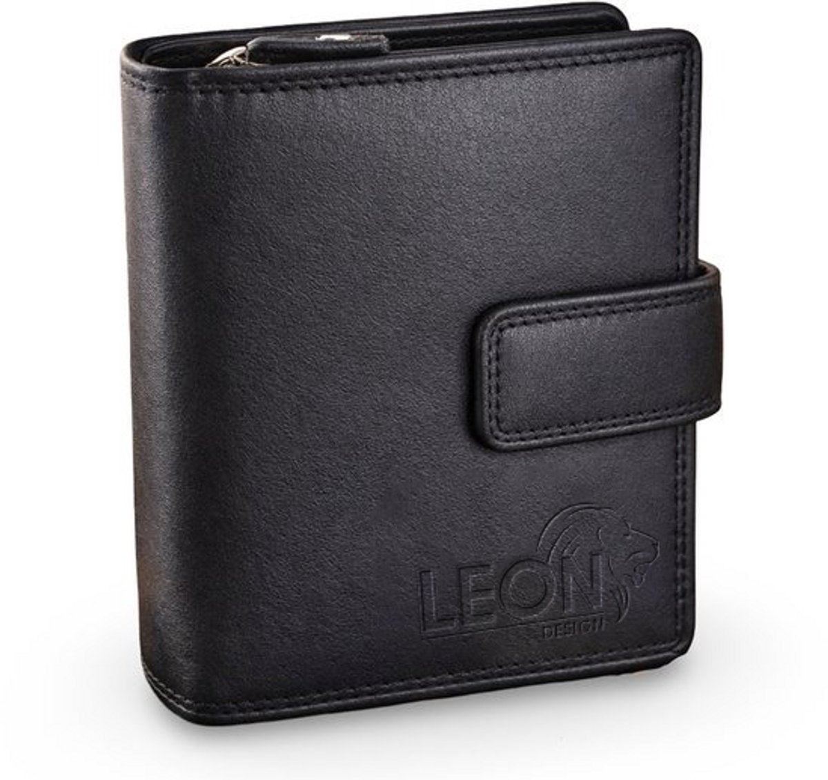 LeonDesign - Portemonnee heren & dames - Hoogwaardig zwart leer - 11 Pasjes - afbeelding 1