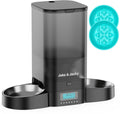 Jake and Jacky Automatische Voerbak - Inclusief 2 RVS Voerbakken & 2 Slowfeeders - Voerautomaat & Anti-Schrokbak - Voerdispenser Kat en Hond - Eetbak voor Katten & Honden - 5 Liter - Zwart - afbeelding 1
