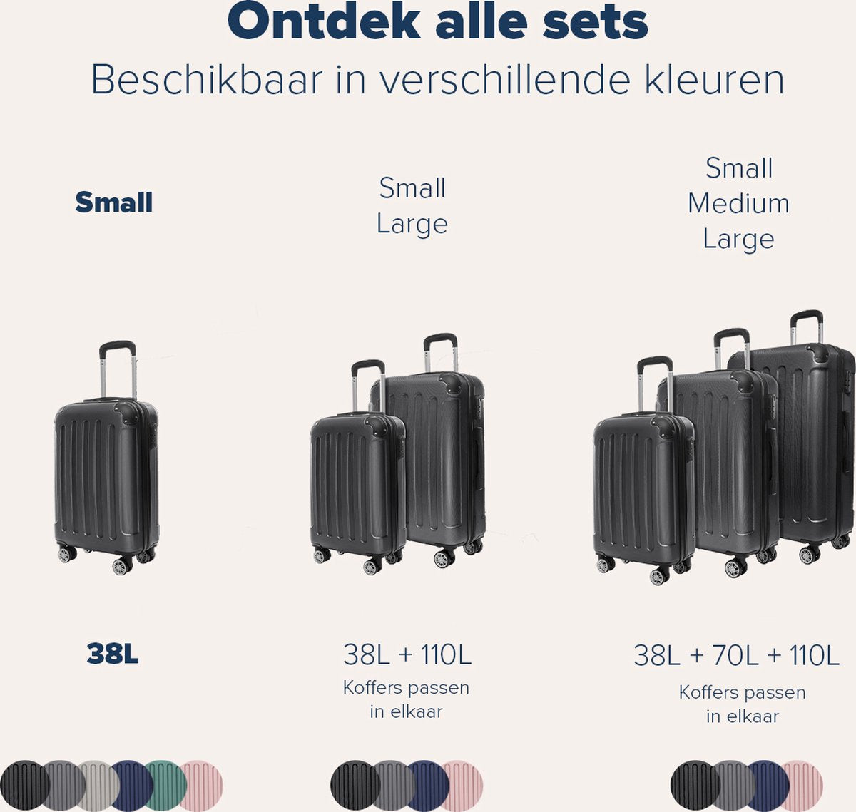 TRVLMORE Handbagage Koffer - 38L - Cijferslot - Lichtgewicht - Trolley - 54x36x20cm - Past binnen 55x40x20 cm - Zwart - afbeelding 2