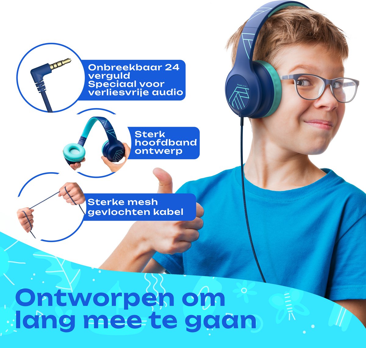 PowerLocus PLED Wired Kinder Koptelefoon met Draad - Koptelefoon voor kinderen - Veilig volume van 85dB en 94dB - afbeelding 4