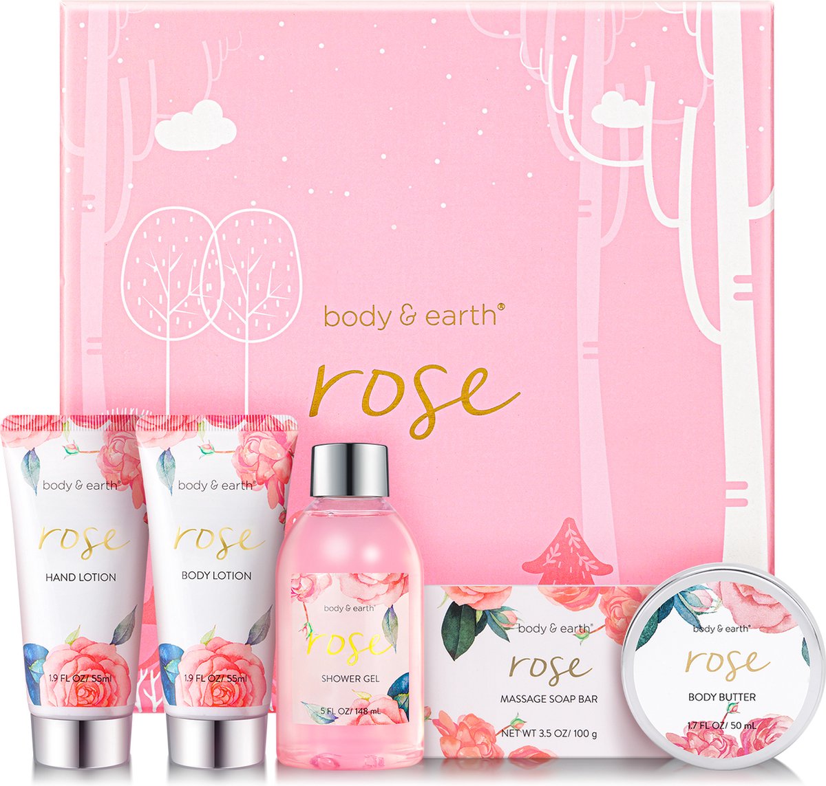 Body & Earth Rose Beauty wellness verwenpakket met rozengeur