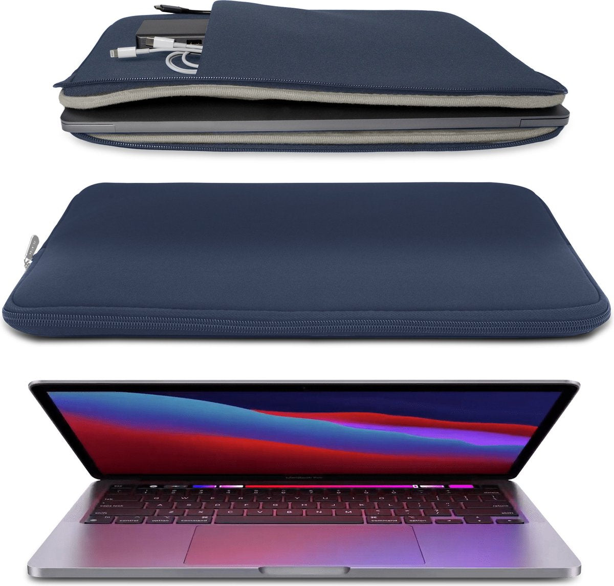 Coverzs Laptophoes - 14 inch - Donkerblauw - afbeelding 3