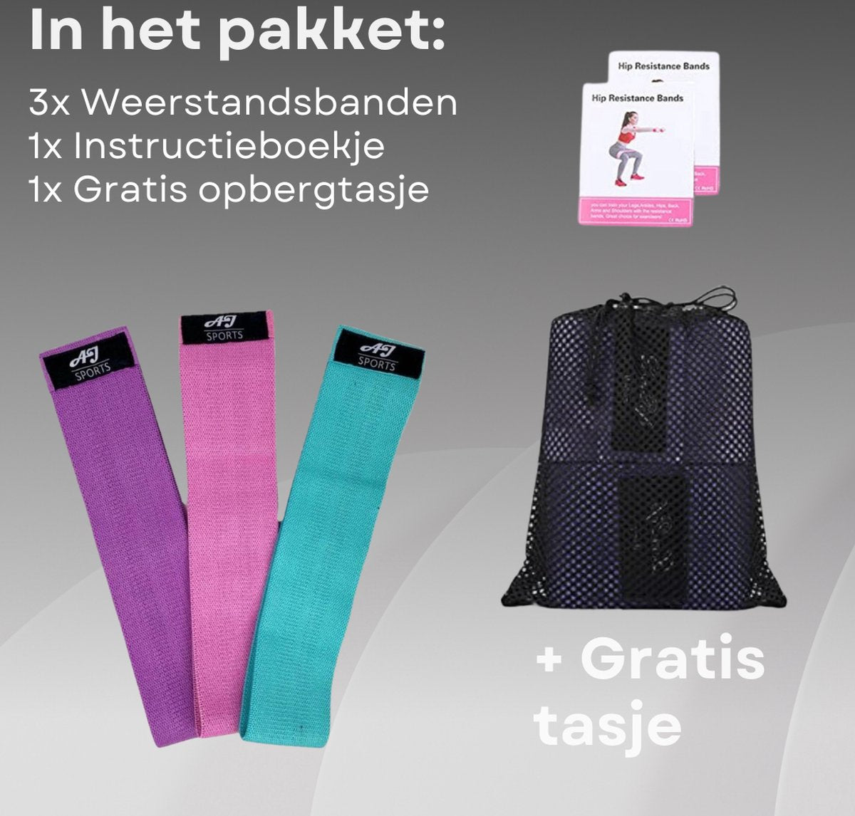 AJ-Sports Weerstandsbanden - Booty Band - Resistance band - Fitness elastiek - afbeelding 5