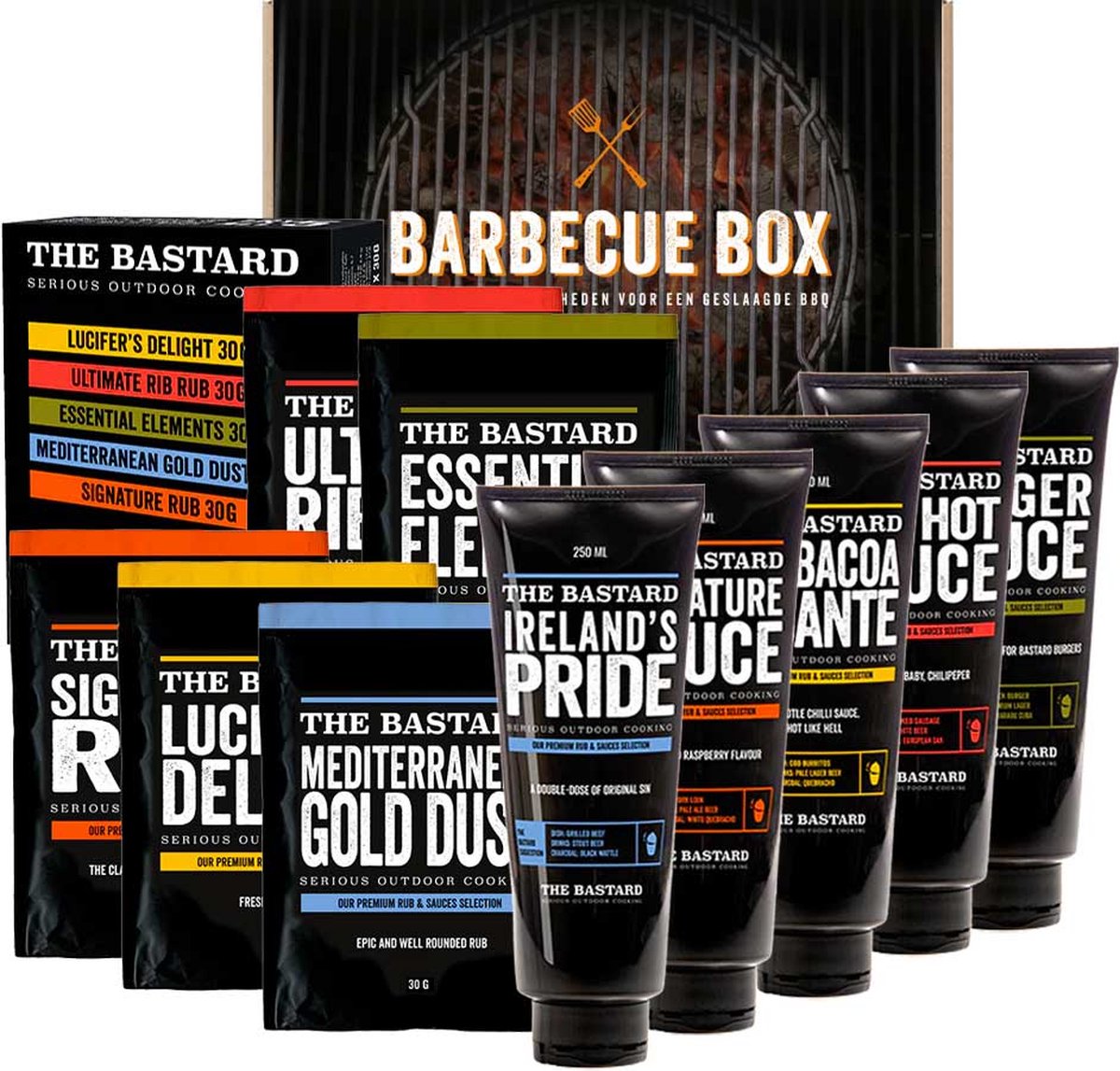 Barbecue pakket met alle sauzen en rubs van The Bastard - BBQ pakket cadeau - afbeelding 1