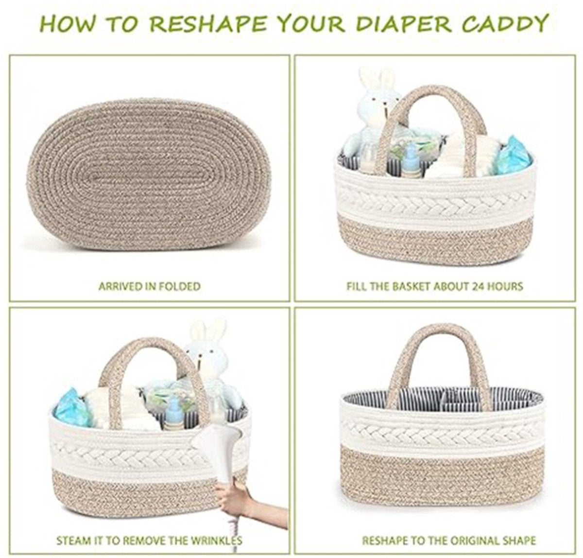 Kraammand - Baby Mand - Met drie vakken - Babyshower - Kraamcadeau meisje of jongen - Mooi, praktisch en… - afbeelding 2