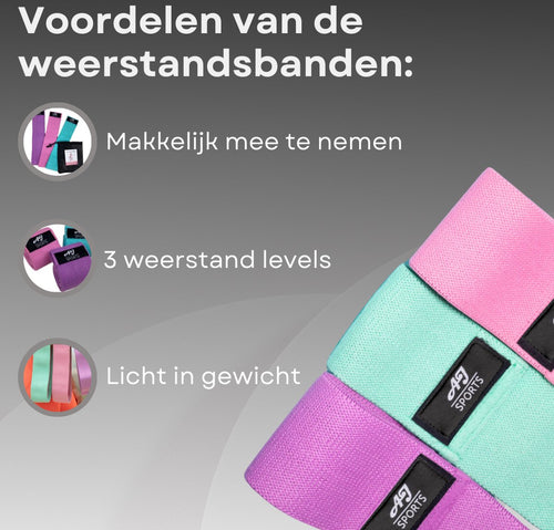 AJ-Sports Weerstandsbanden - Booty Band - Resistance band - Fitness elastiek - afbeelding 2