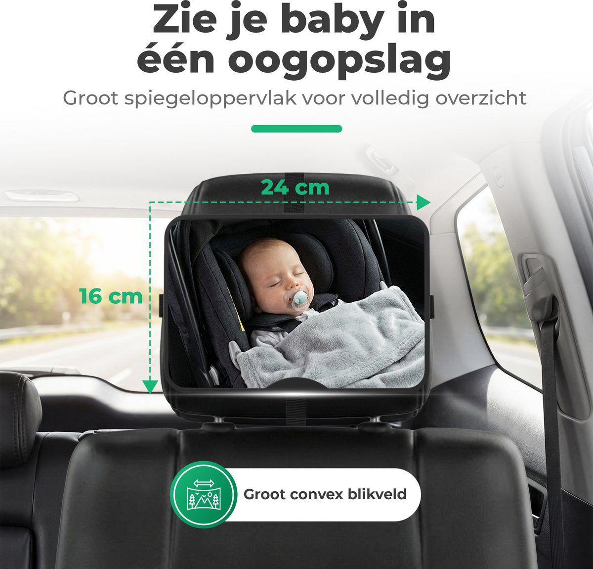Gatson Autospiegel Baby XL - verstelbare achterbankspiegel - afbeelding 4