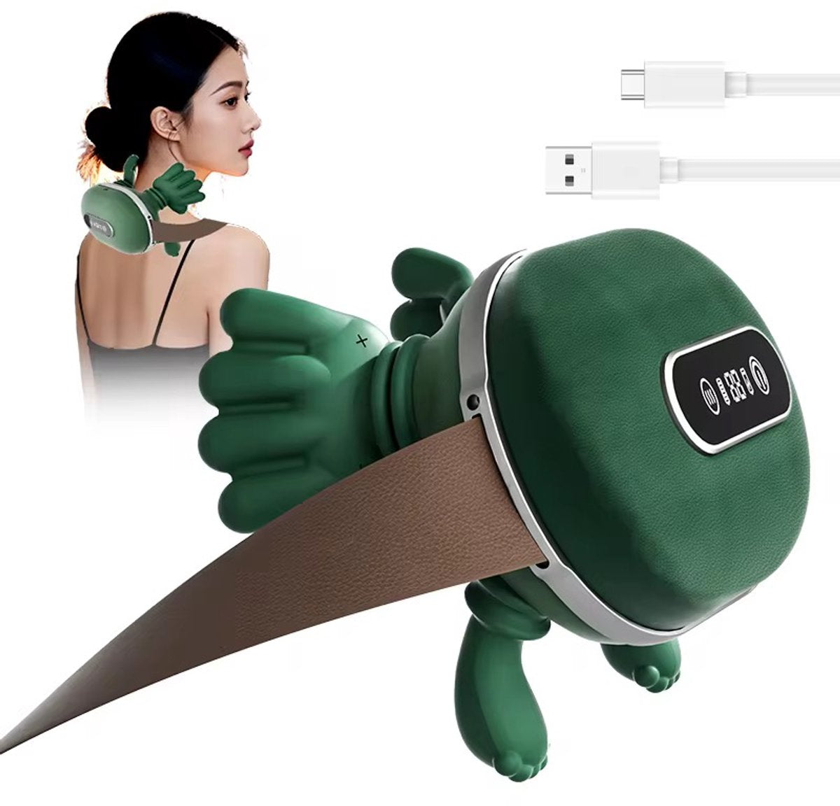 Nekmassage Apparaat - Verwarmde Massagehand - LED-Display - Arm, Rug, Been & Schouder Massager met Infrarood - afbeelding 1
