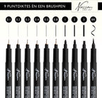 Fineliners Zwart en Brush Pen Set - Pennen, Tekeningen en Schetsen, Fineliner Set, Tekenpennen, Drawing Set - afbeelding 4