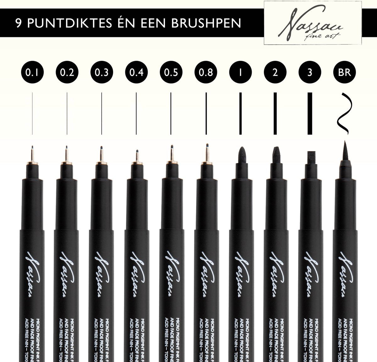 Fineliners Zwart en Brush Pen Set - Pennen, Tekeningen en Schetsen, Fineliner Set, Tekenpennen, Drawing Set - afbeelding 4