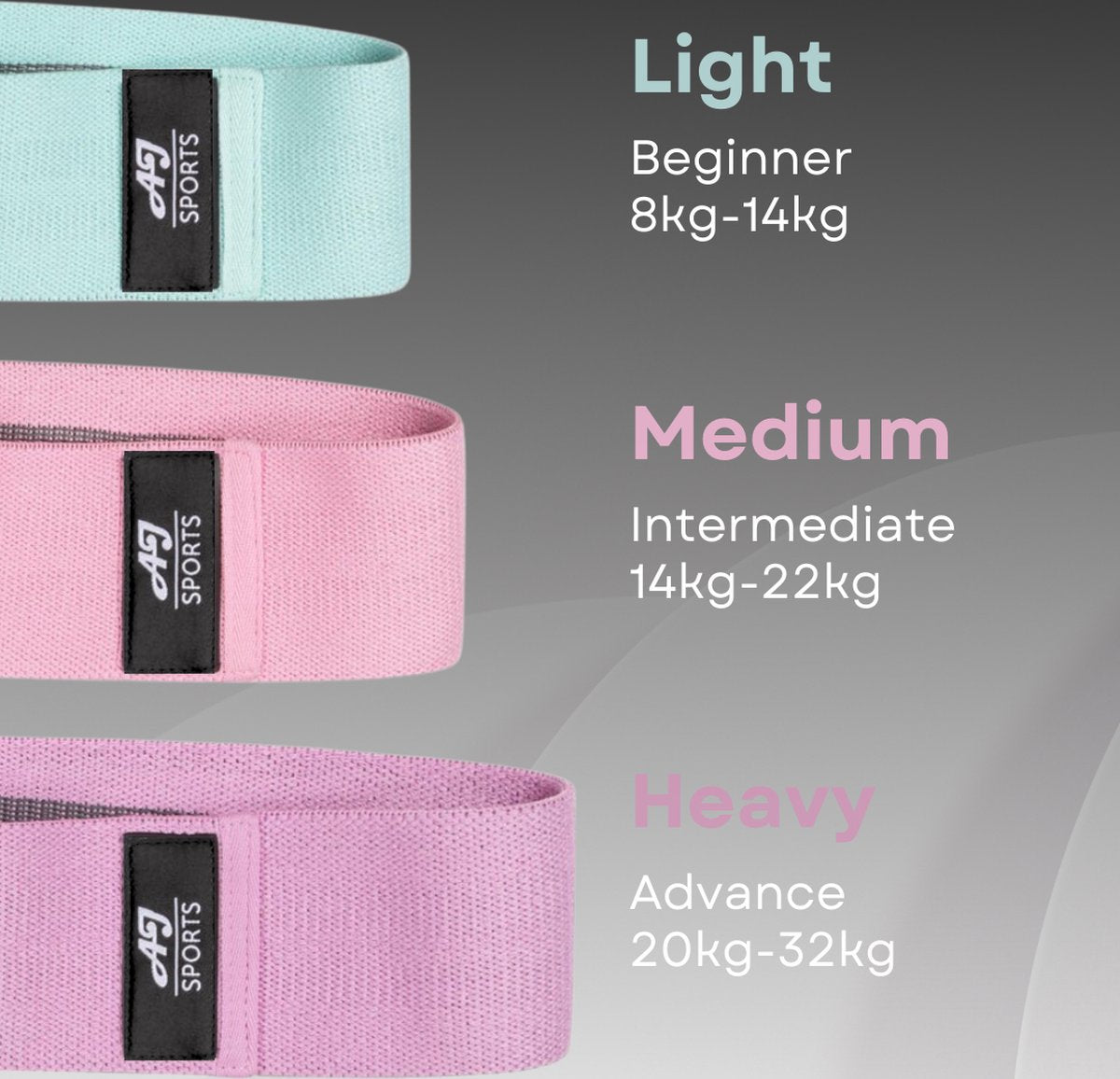 AJ-Sports Weerstandsbanden - Booty Band - Resistance band - Fitness elastiek - afbeelding 4