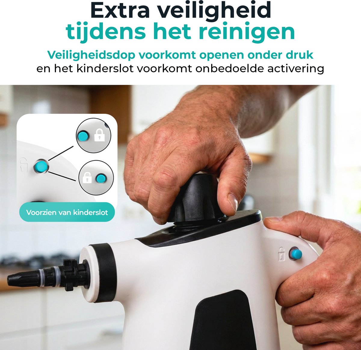 VENTRA® 15 Delige Stoomreiniger - Steam Cleaner - Handstoomreiniger - 3.5 Bar - Extra Krachtig - 5 Meter Stroomkabel - afbeelding 4