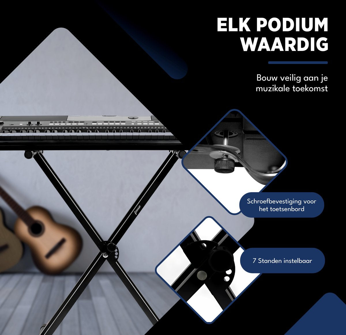 Finesse Keyboard Standaard - Verstelbaar - Statief - Piano Standaard - Toetsenbord Standaard - afbeelding 5