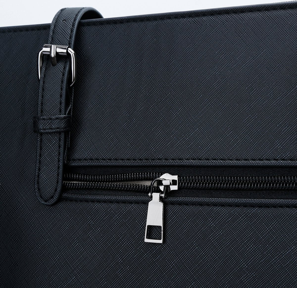 Eleganci® - Schooltas - Dames Tassen - Shopper - Tas met rits - Schoudertas - Handtas - Werktas - geschikt voor A4 - Zwart - afbeelding 3