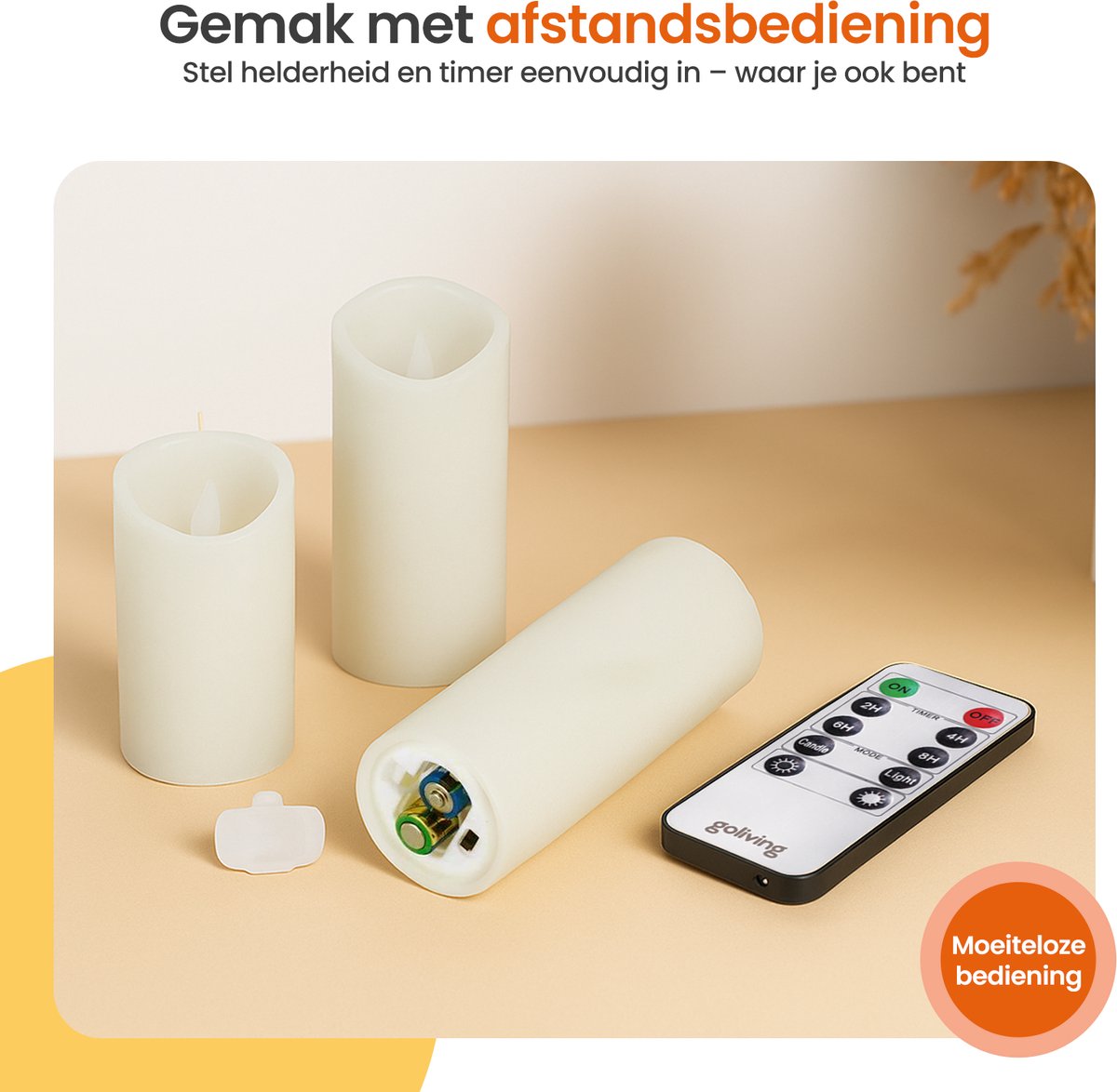 Goliving Led Kaarsen Met Afstandsbediening - Ø5,5 cm - Dimbaar - afbeelding 5