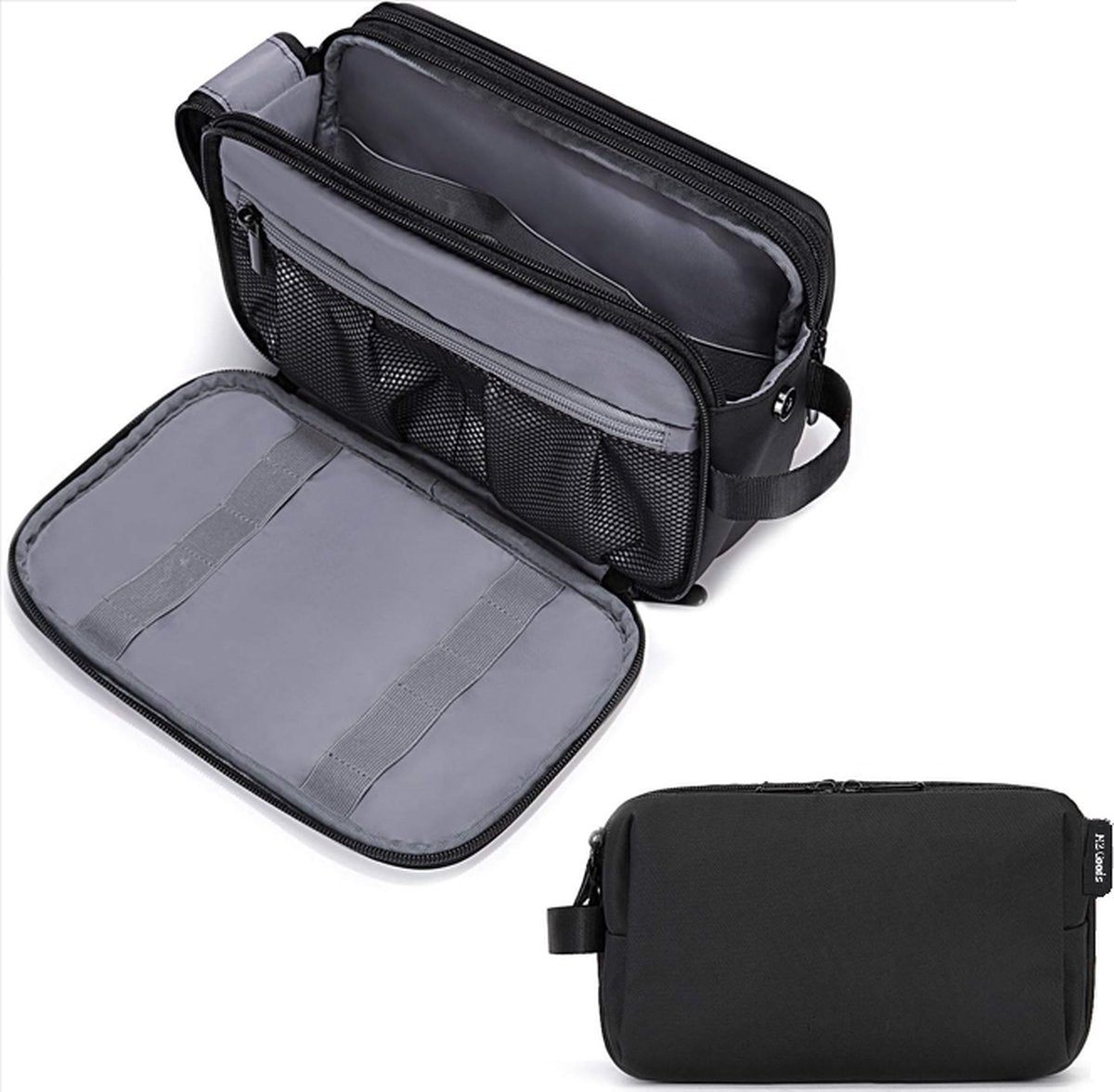 Toilettas - Luxe organizer - Zwart - Heren - Dubbele rits - afbeelding 1