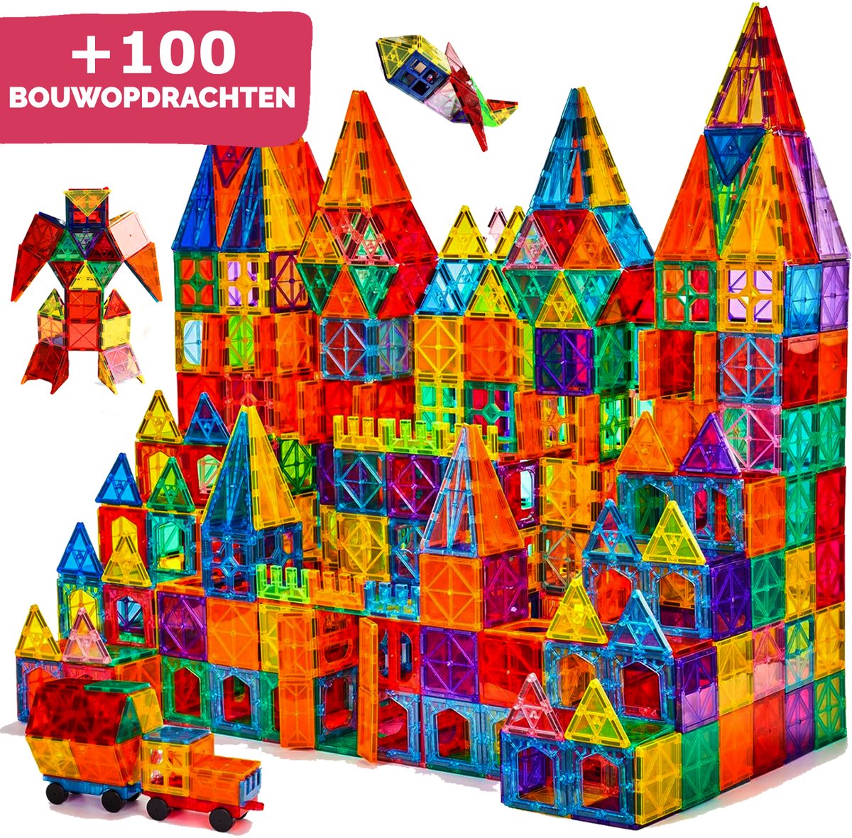 By Baboo® Magnetic Tiles 100 stuks + Bouwclub toegang - Magnetische Tegels Speelgoed Blokken - Magna Magnetisch Cadeau Jongens Meisjes Constructie - Montessori Mind Educatief Kinderspeelgoed 3 Jaar, 4 jaar, 5 jaar, 6 jaar, 7 jaar, 8 jaar, 9 jaar - afbeelding 1