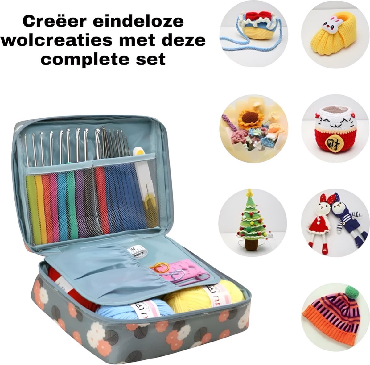 67 Delige Haaknaaldenset - Haaknaalden met Softgrip - Haakgaren - Haken voor Beginners - Haken Pakket - Haaknaalden Ergonomisch - Inclusief Wol en Schaar - afbeelding 2