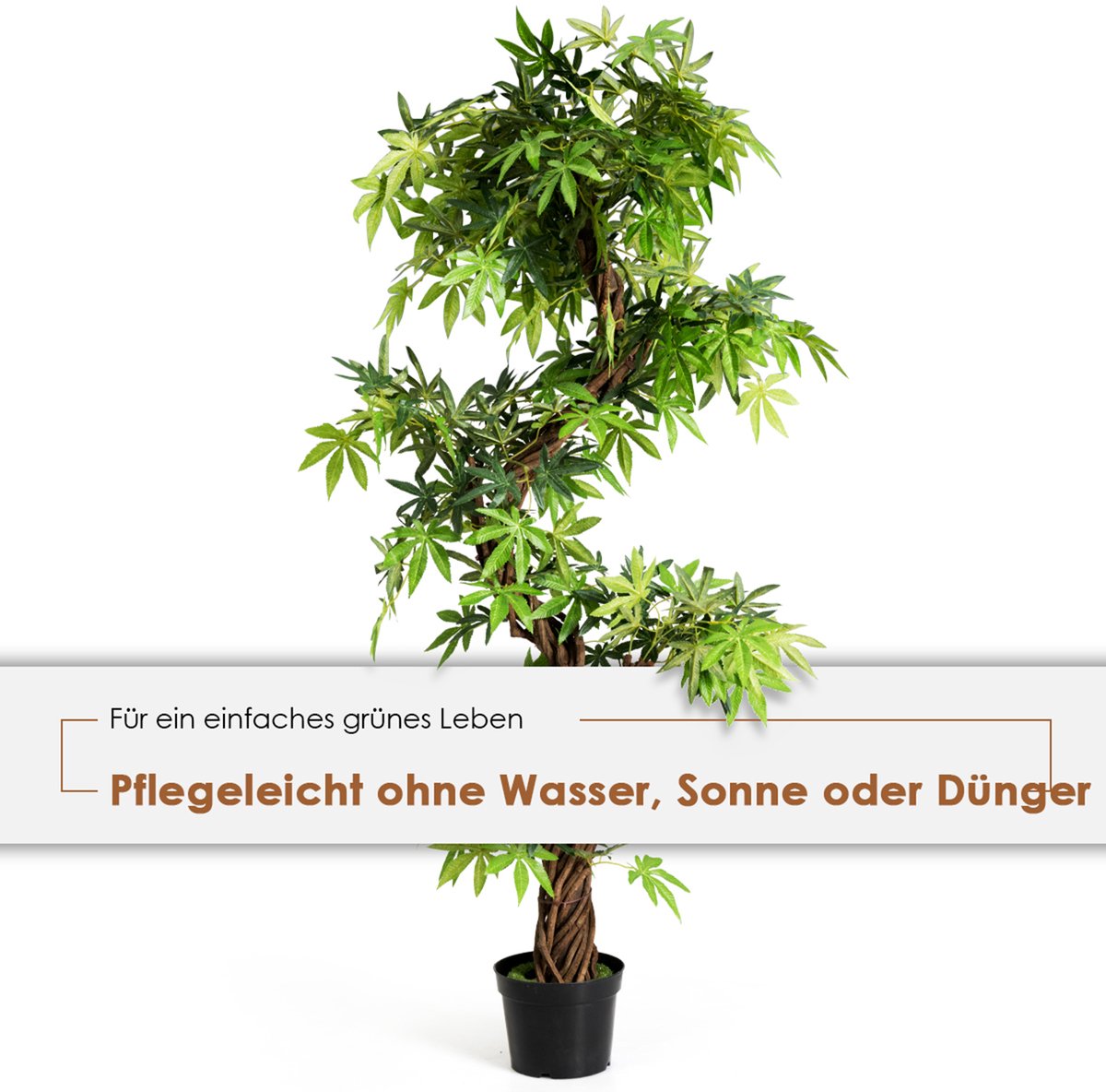 COSTWAY Kunstplant in Pot - 160 cm - afbeelding 5