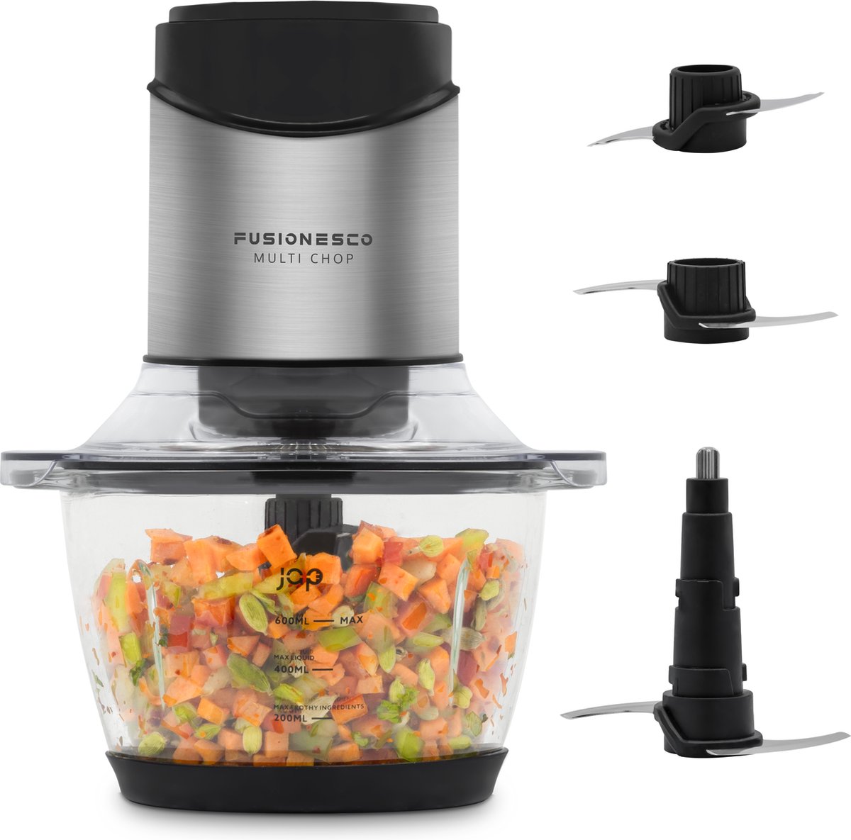 JAP Appliances Multi Chop - Hakmolen met glazen kom (600ml) - IJscrusher - Vaatwasserbestendig - Food chopper - 6 messen - 400W - afbeelding 1