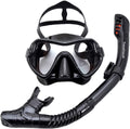 Travelhawk Snorkelmasker - Snorkel - Snorkelset - Duikbril met Snorkel - Duikmasker - Duikbril Kinderen - Duikbril Volwassenen - Versterkt Glas - Dry Top - Zwart - afbeelding 1