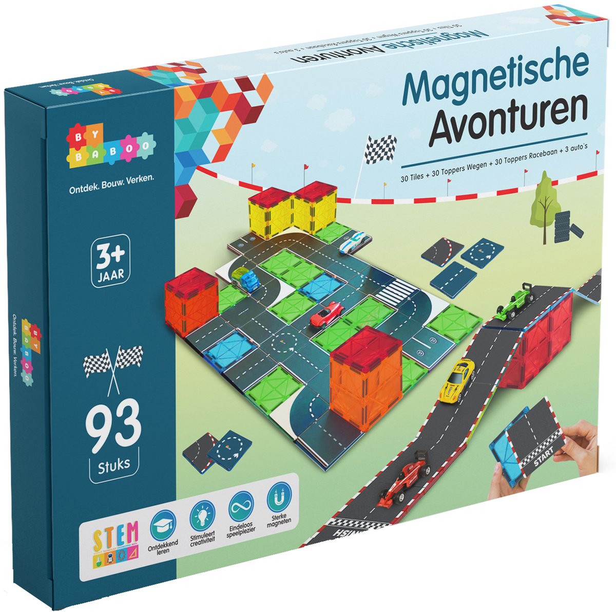 By Baboo Magnetic Tiles - Auto's & Racebaan - afbeelding 2