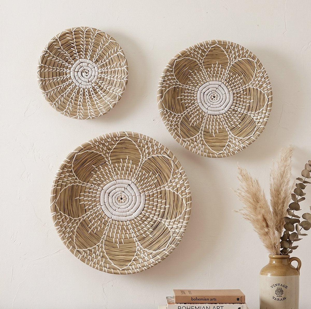 StudioBoho - Set van 3 Gevlochten Zeegras Wandschalen (Ø35, 30, 25cm) - afbeelding 1