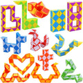 Partizzle 24x Fidget Toys Slangen Pakket - Puzzel Slang Uitdeelcadeautjes - Grabbelton Traktatie Cadeautjes - Sensorisch / Educatief Klein Speelgoed - Voor Kinderen & Peuters - Regenboog - afbeelding 1