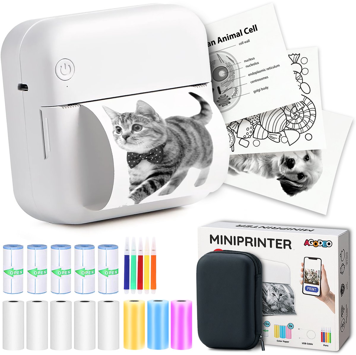 Agodeo Mini Printer - 300 DPI - Pocket Printer - Fotoprinter voor Mobiel - afbeelding 1