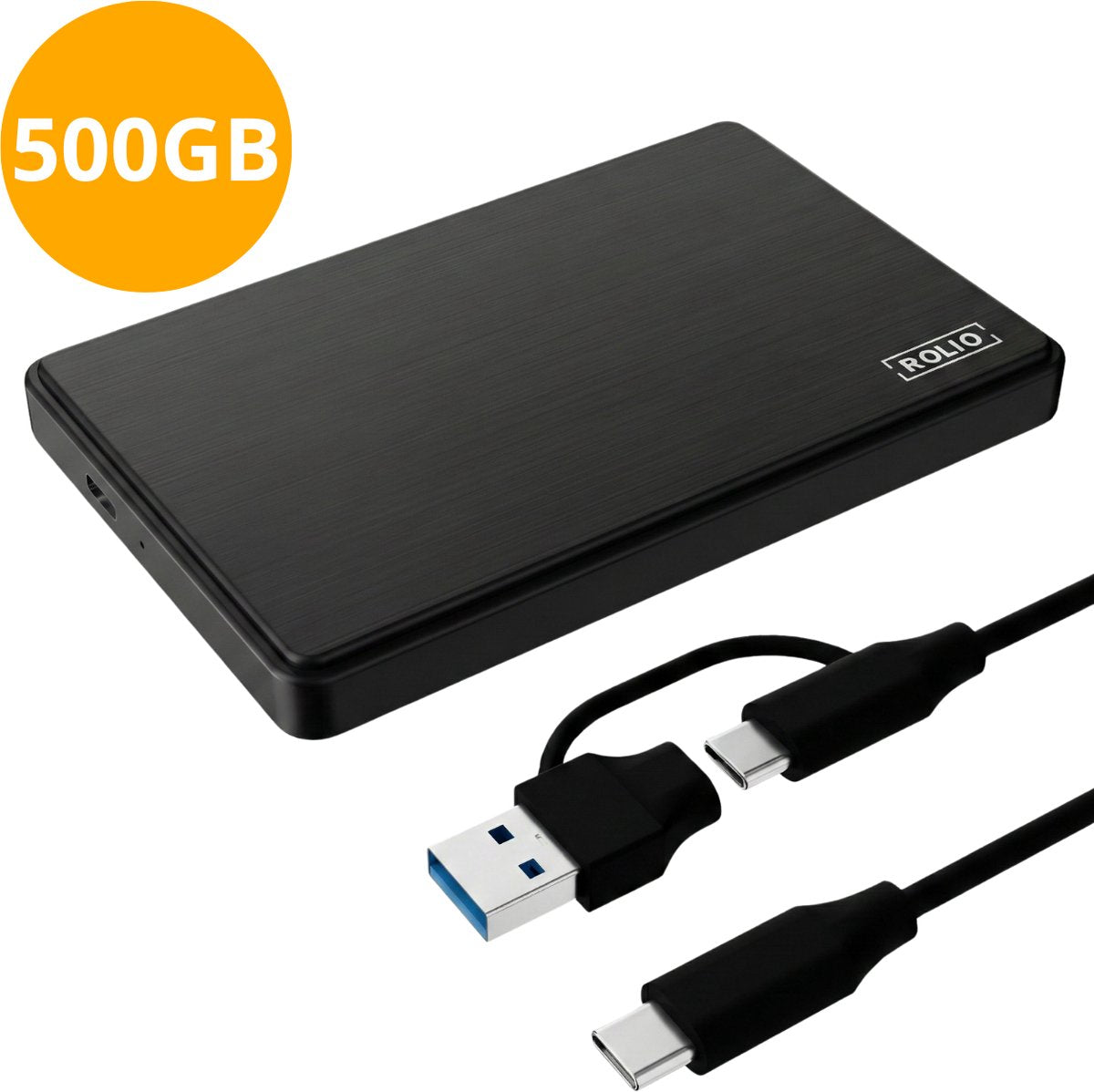 Rolio Externe Harde Schijf - USB 3.1 en USB C - 1Gbps snelheid - 500GB Opslag - afbeelding 1