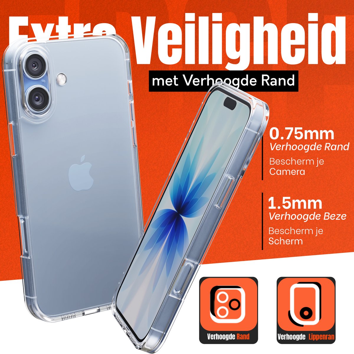 Hoesje - geschikt voor iPhone 17 - Transparant - shock proof - afbeelding 3