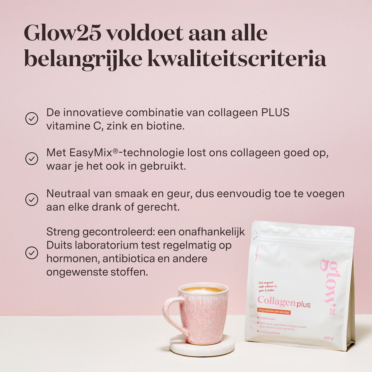 Glow25® Collageen Plus (450 gram) - met vitamine C, zink en biotine - afbeelding 3