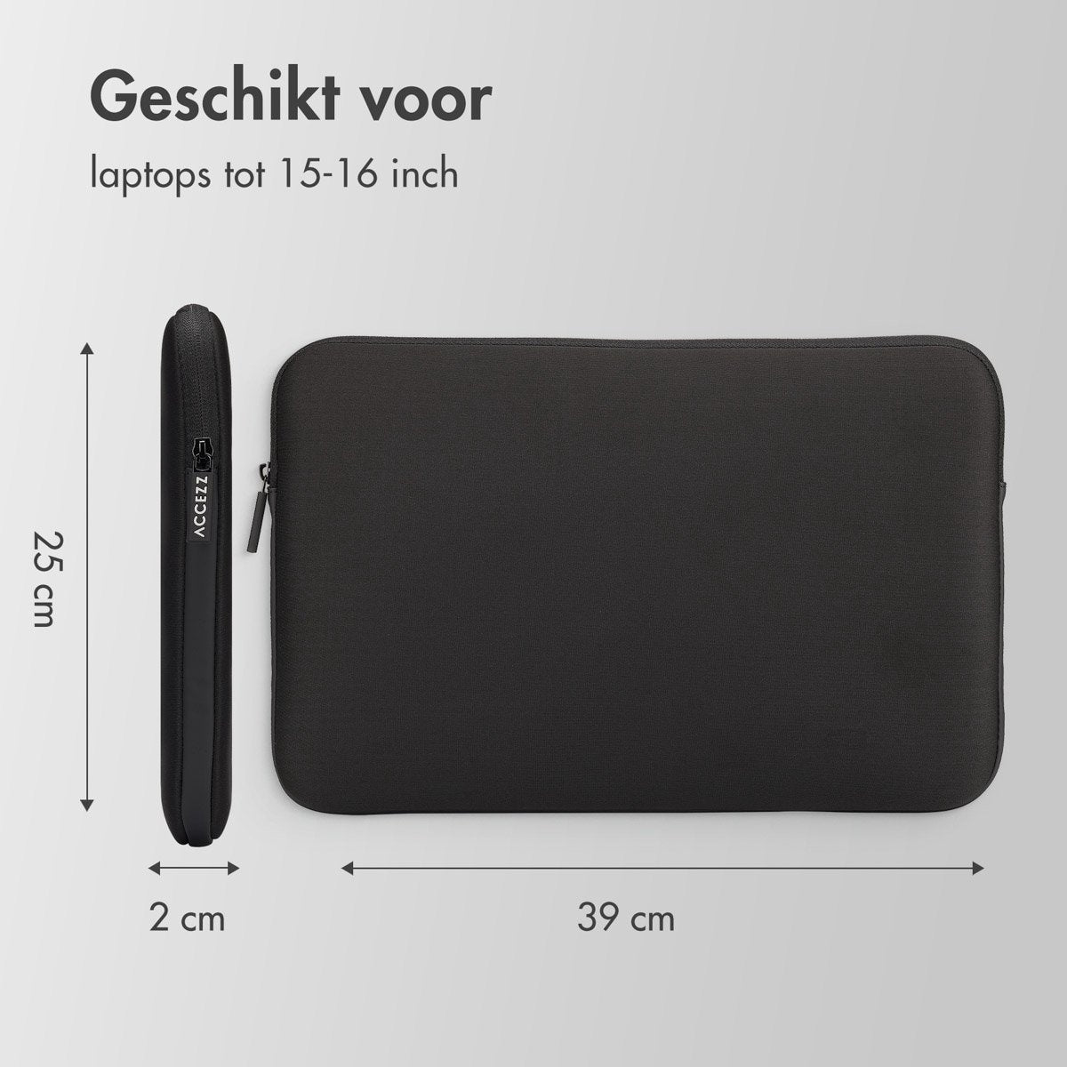 Accezz Laptop sleeve - Laptop Hoes geschikt voor 15 / 15.3 / 15.6 / 16 / 16.2 inch - Zwart - afbeelding 4