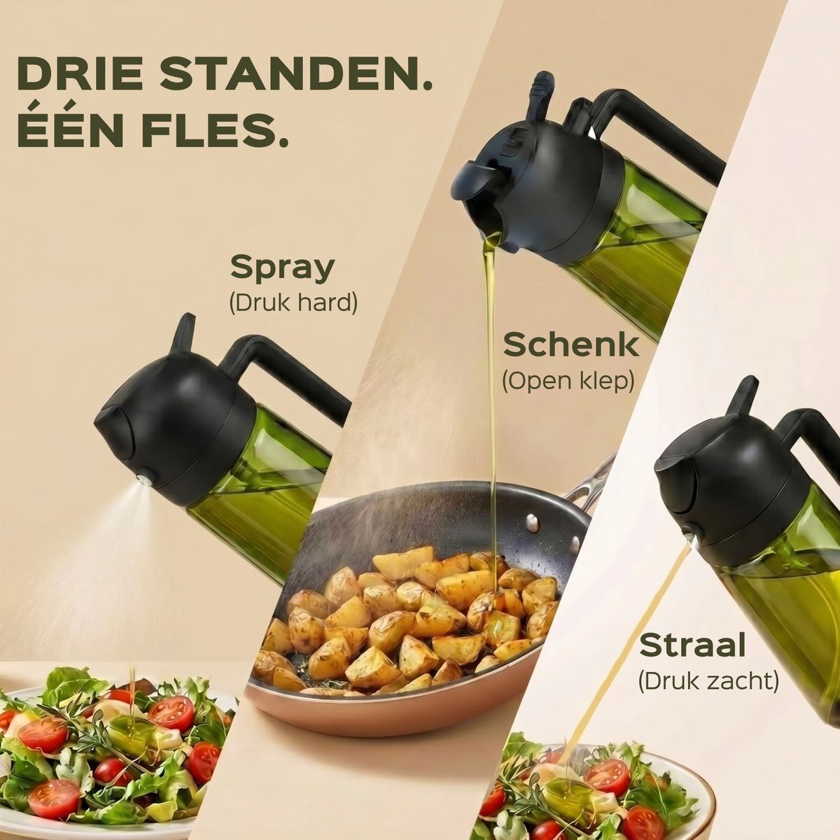 UNBOX Olijfolie Sprayer - Olie Sprayer - Olijfolie Fles met Spray en Schenkfunctie - Glazen Olie Dispenser - afbeelding 2