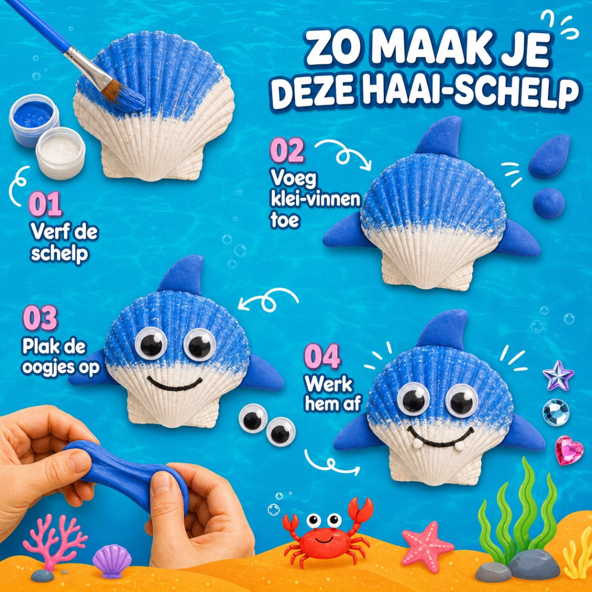 Vaive Schelpen Schilderen 75-delig – Glow in the Dark Happy Stones Knutsel Pakket – Knutselen - Knutselset voor Meisjes & Jongens - Knutselpakketten - afbeelding 4