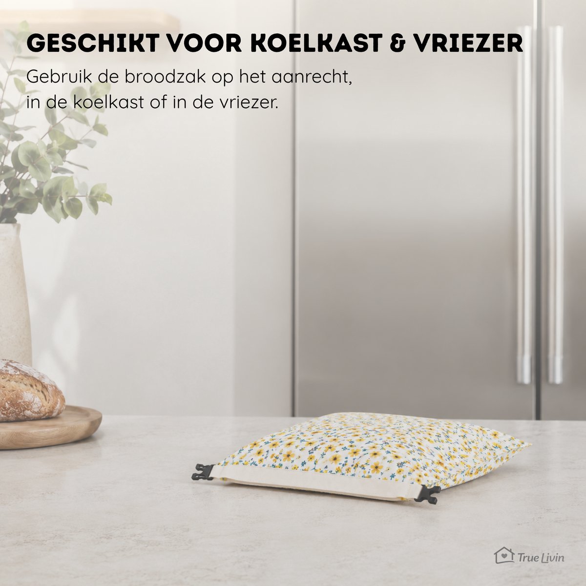 True Livin Bijenwas Broodzak 2-Pack – 43x33 cm – Herbruikbare Broodzakken voor Zelfgebakken Brood & Zuurdesem – Plasticvrij, Ademend en Vriezerbestendig - afbeelding 4