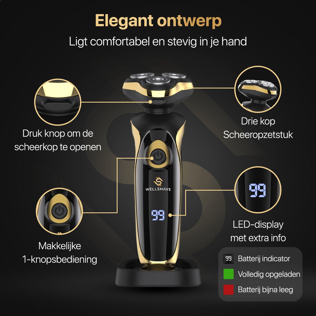 Wellshave 4 in 1 Scheerapparaat Elite - Scheerapparaat Mannen - Met Trimmer en Neustrimmer - Elektrische scheerapparaat - Scheren - Baardtrimmer - afbeelding 4