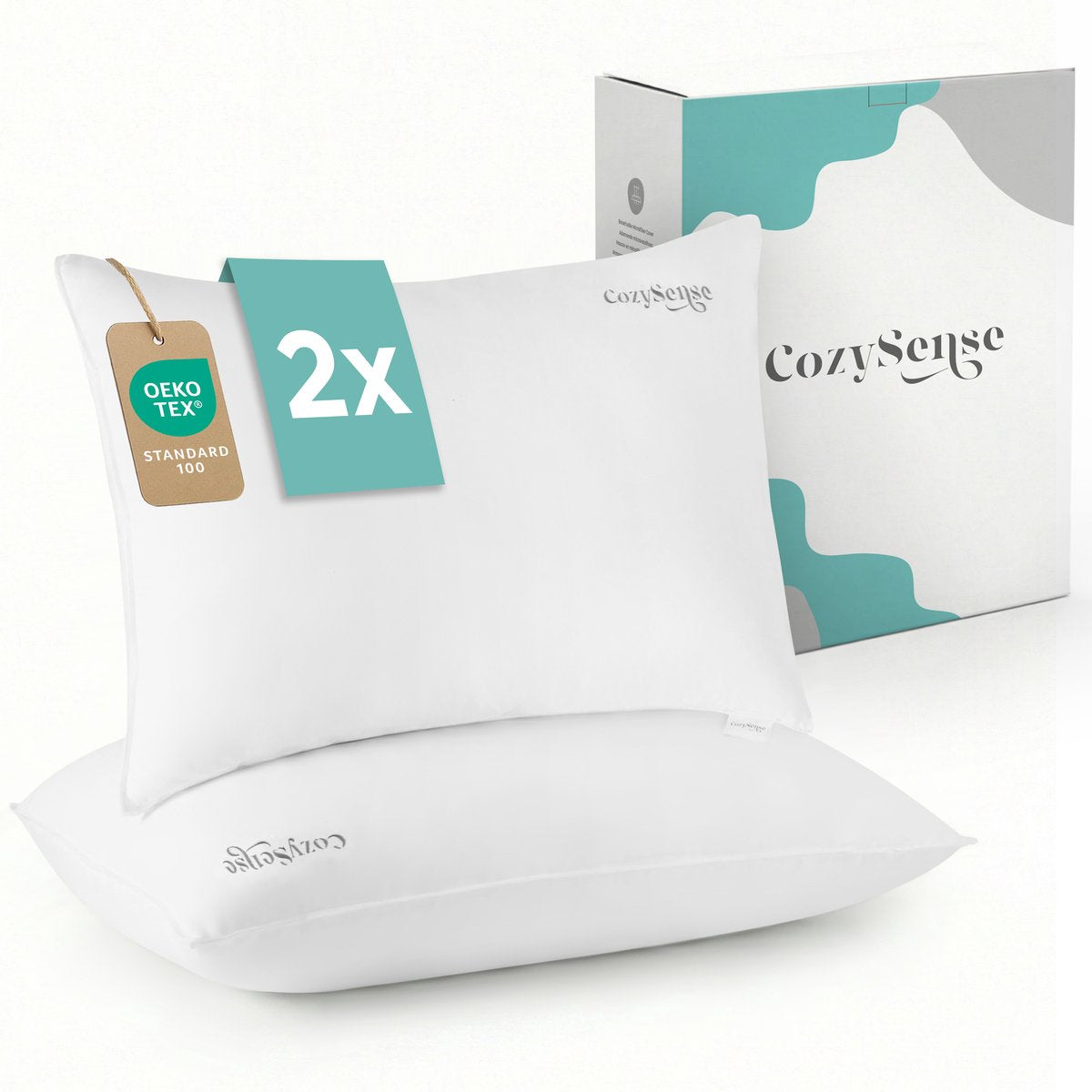 CozySense® Hoofdkussen - Set van 2 - 50x70 CM - Ademend Slaapkussen met Zachte Microvezel Hoes - Hotel Kussen - Pillow - Voor Zij-, Buik- en Rugslapers - afbeelding 1