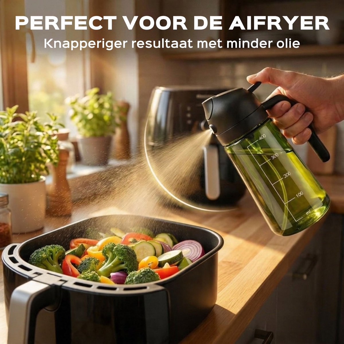 UNBOX Olijfolie Sprayer - Olie Sprayer - Olijfolie Fles met Spray en Schenkfunctie - Glazen Olie Dispenser - afbeelding 3