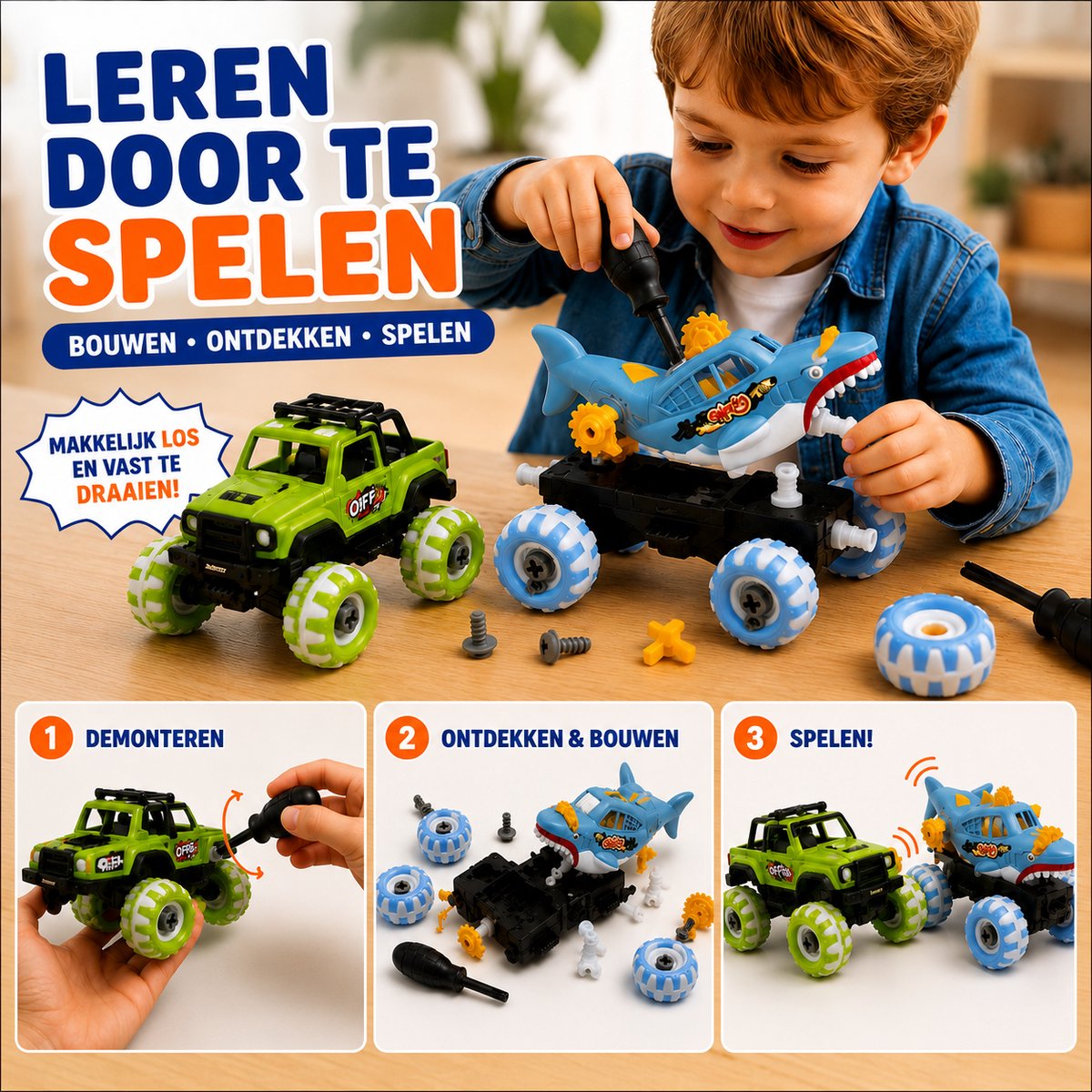 Speelgoedauto's - 2 stuks - Montessori speelgoed - afbeelding 5