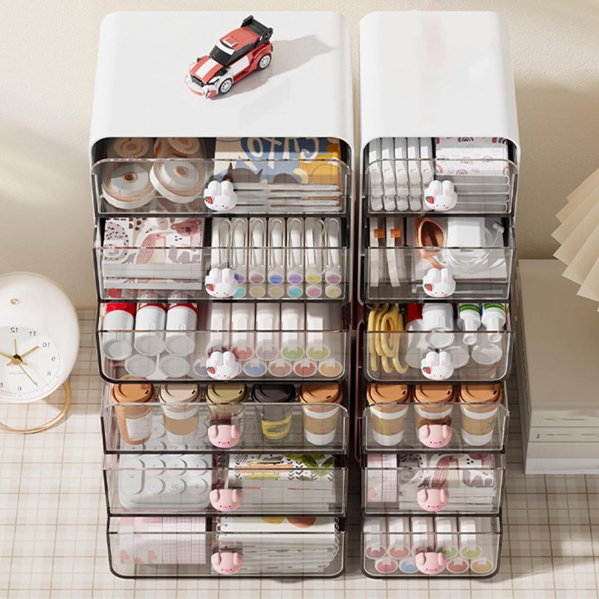 Ruimtebesparende Desk Organizer van Hoogwaardig Kunststof met Lades voor Kantoorbenodigdheden en Bureau-accessoires - afbeelding 5