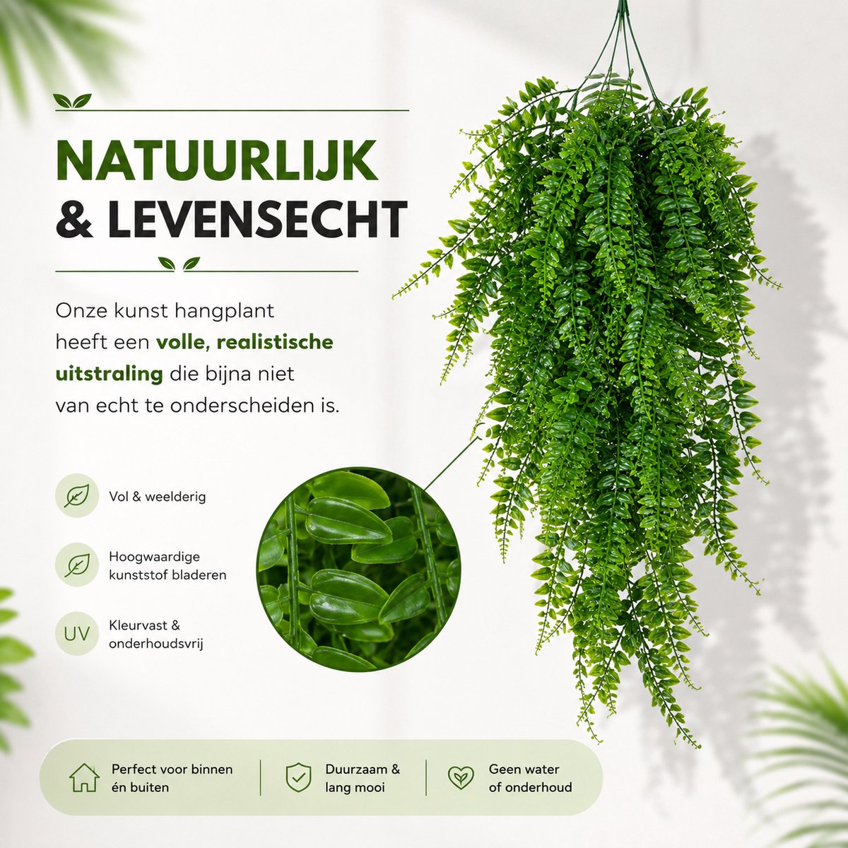Boncy® Premium Kunstplant - 2 Stuks - Hangplant Groen Kunstplanten - Nep planten voor Binnen en Buiten - Kamer Decoratie - Nepplanten Kunst plant - Kunstbloemen - afbeelding 2