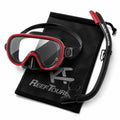 ReefTourer Snorkelset – Premium duikbril met snorkel, hypoallergene siliconen snorkelmasker één venster – Zwart/Rood– RC-0105-BK/MDR - afbeelding 1