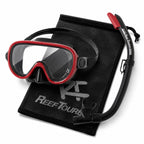 ReefTourer Snorkelset – Premium duikbril met snorkel, hypoallergene siliconen snorkelmasker één venster – Zwart/Rood– RC-0105-BK/MDR - afbeelding 1